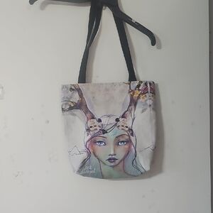 Artistic Women's Tote Bag with Black Straps